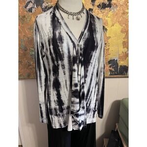Staples Art to Wear Soft and Flowy Tie Dyed Button Front Blouse/Topper Gen Sm